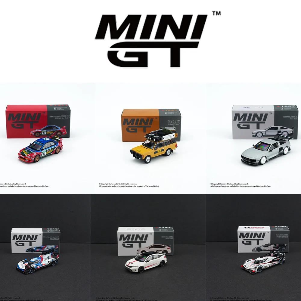 MINIGT 1/64 BMW M4 GT3 EVO #90 Acura ARX-06 GTP #93 Subaru Impreza WRC98 #17 Range Rover Alloy Diecast Car Model Collection