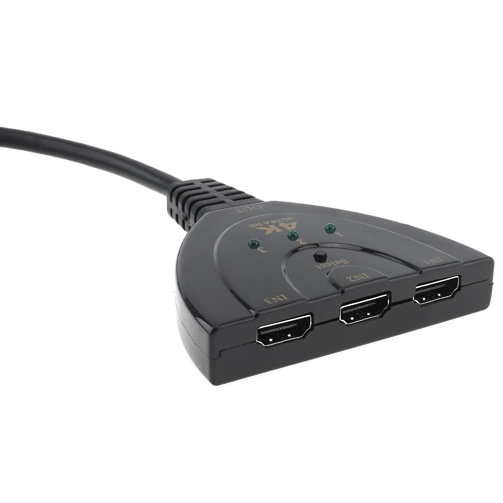 Mini amplificateur compatible HDMI 4K 2K 3 en 1 4 Ports sélecteur séparateur pour projecteur HDTV DVD PS3 PS4 multimédia