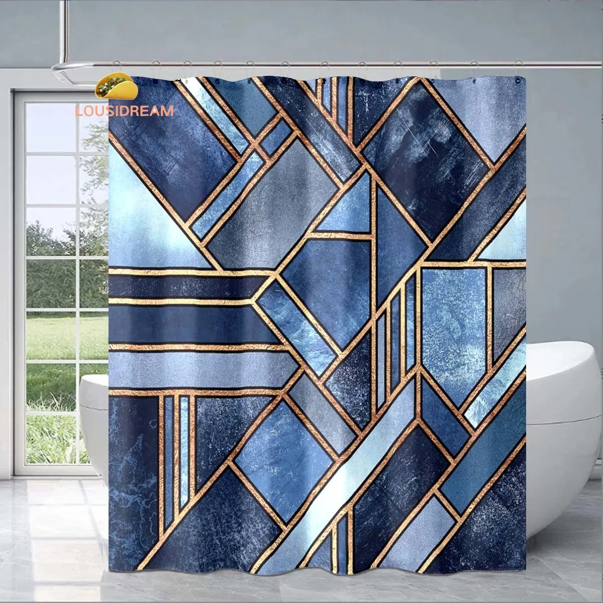 

Geometric Print Exquisite Shower Curtain Fashionable Decorative Gift Adult Children's Bathroom Waterproof Mildew-proof