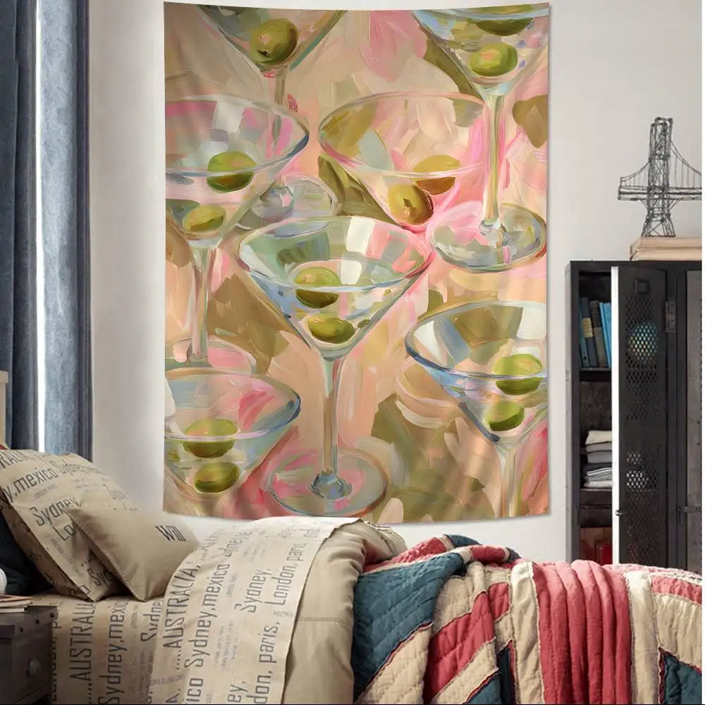 Colorful Cocktail Drink Frameless Printed Large Wall Tapestry Hanging Tarot Hippie Wall Rugs Dorm Home Decor