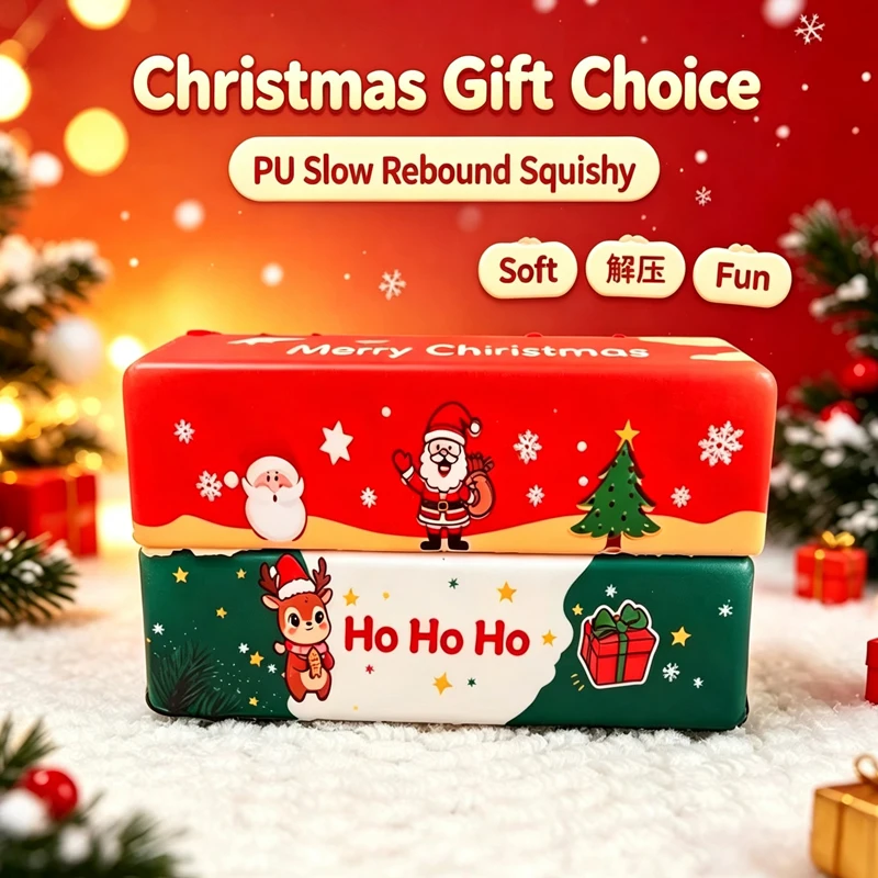 Christmas Butter Stick Squishy Stress Ball ADHD Fidget Toy Crunchy Squeeze Toy Round Blocks Filled ASMR Anti Stress Release Gift