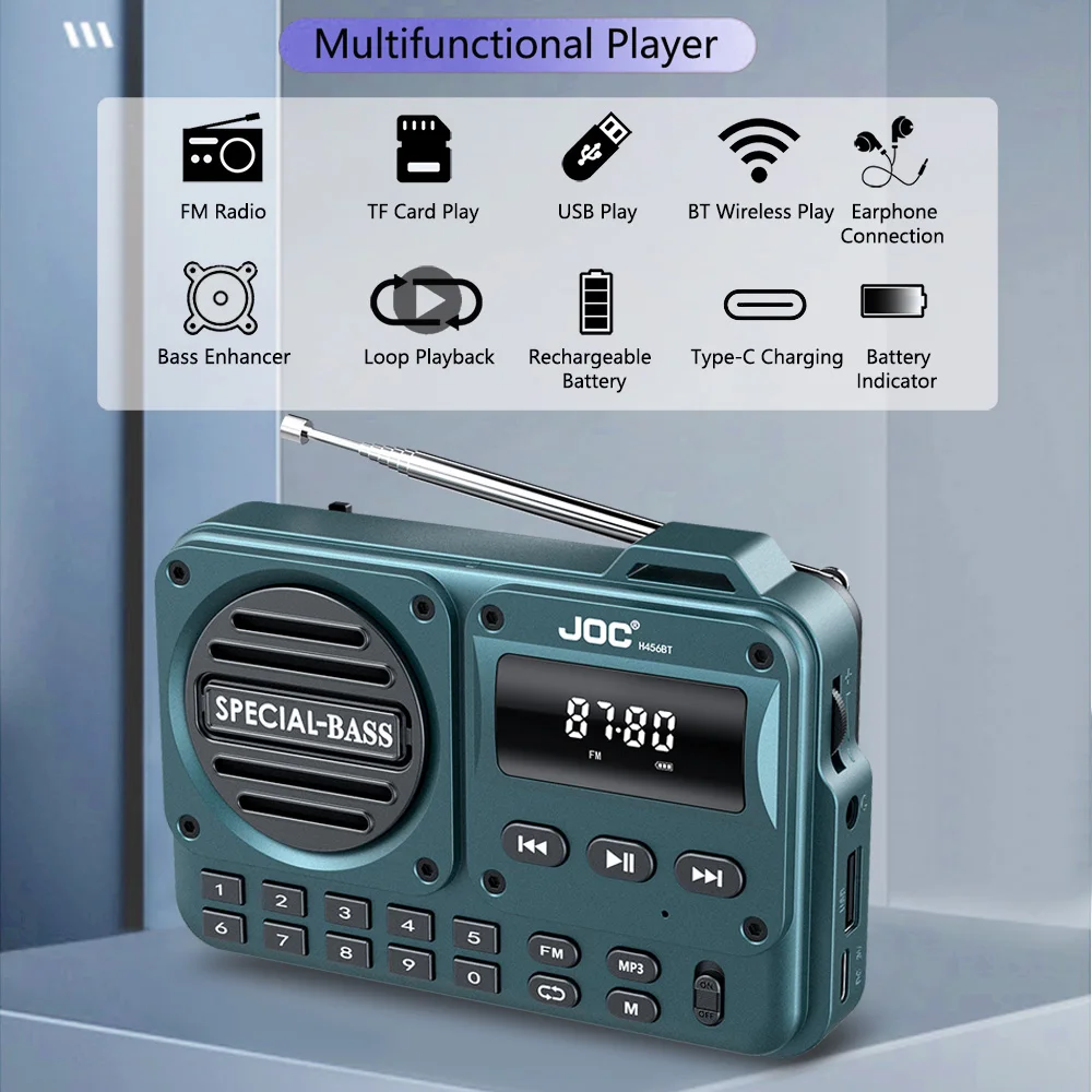 Portable FM Radio Rechargeable Battery USB TF MP3 Music Player Supports Headphone Play Bluetooth Speaker With Receiver FM Radios