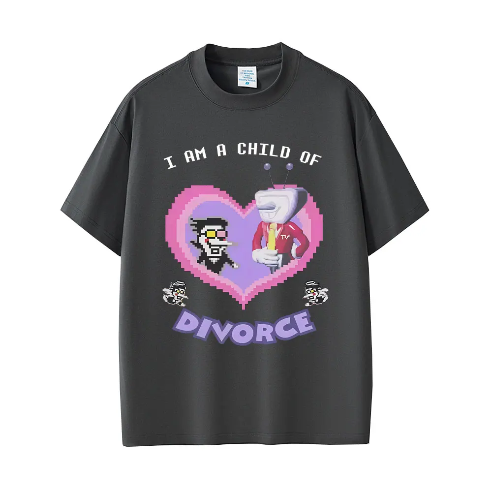 Spiel Deltarune Spamton und Tenna I Am Child of Divorce Lustige Meme T-shirts Männer Frauen Casual Baumwolle Vintage Übergroßen T Shirts – Detail 3