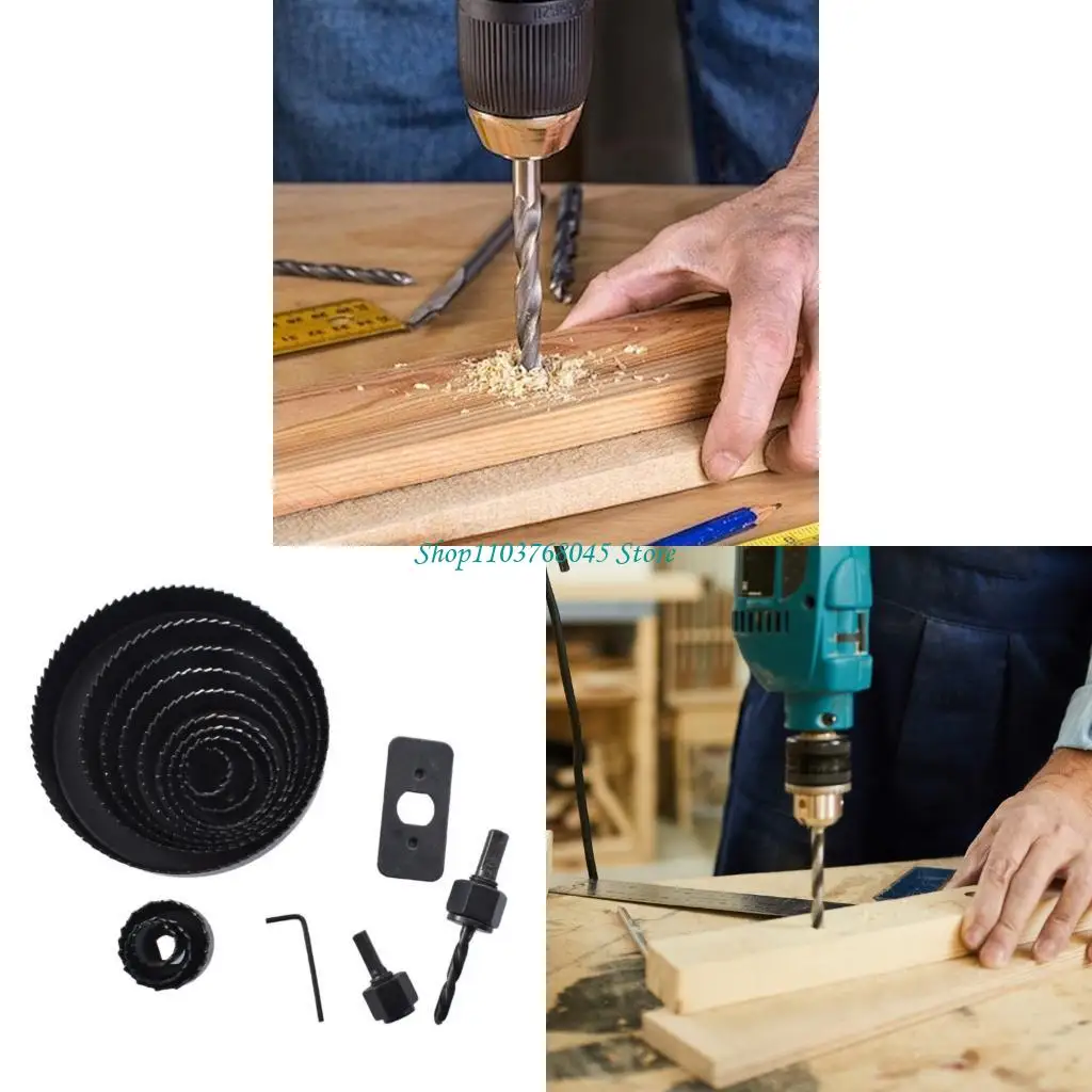 

R53F 18Pcs Carbon Steel Hole Drill Bits Mandrels Installation Key Case