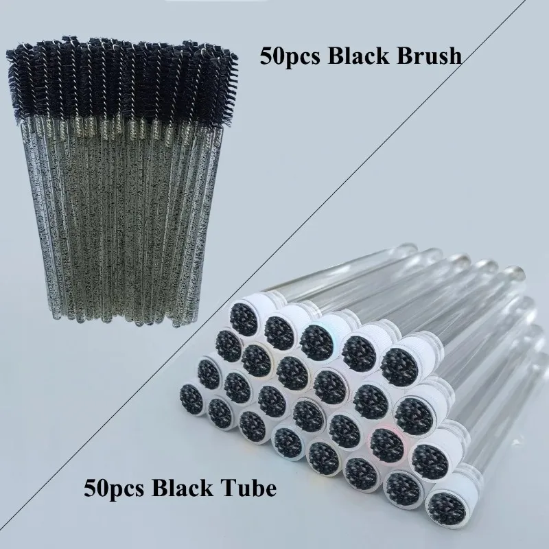 50pcs EyeLash Brushes Reusable Eyelashes Brush Tube for Eyelash Extension Disposable Mascara Wands Eyebrow Brush Applicator