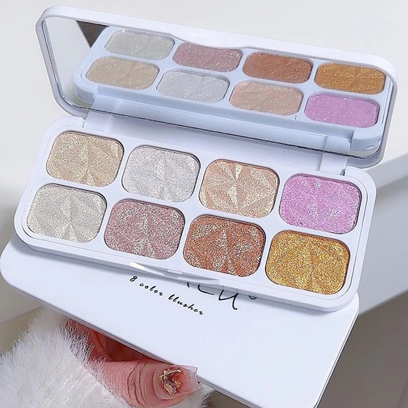 CCHATM 8 couleurs diamant perle polarisé fard à paupières Palette Tridimensionnel Contour miroitant mettre en évidence le teint de la peau maquillage cosmétiques