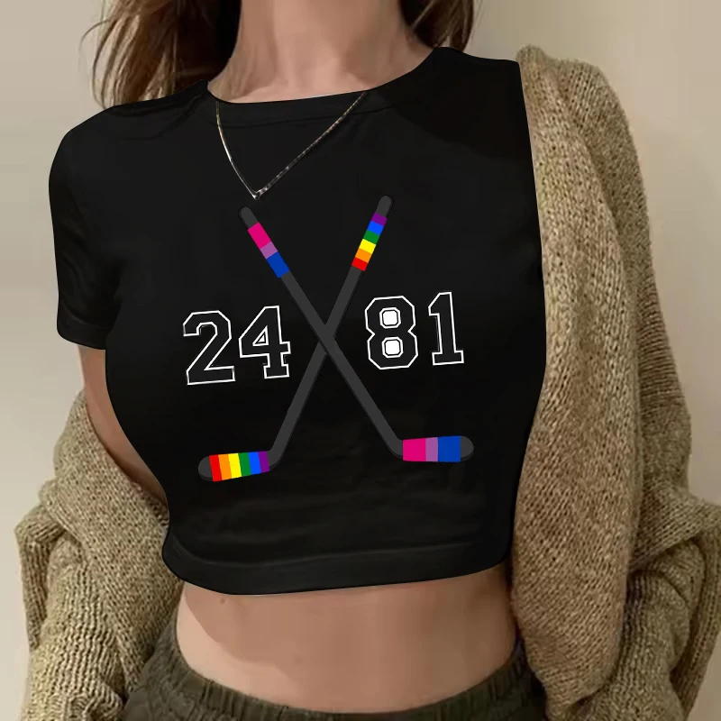 Heated Rivalry Print Pattern Crop Top Women's Sexy Crop Top T-shirt Gothic Retro T-shirt Women's Fashion Y2k T-shirt Clothes Gir