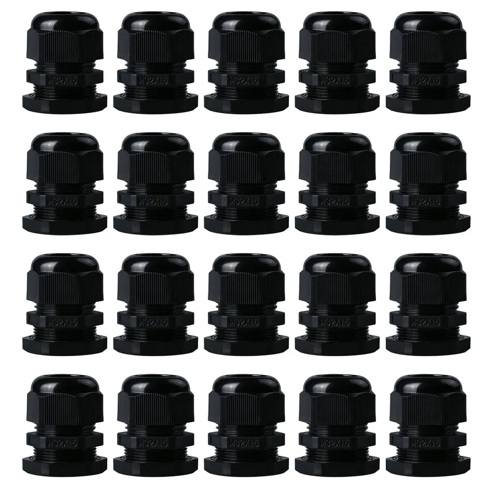 

20 Pcs Waterproof Cable Gland Connector Black Nylon Dustproof Aging Resistant Gasket Seal Wires Protect Electrical Sockets