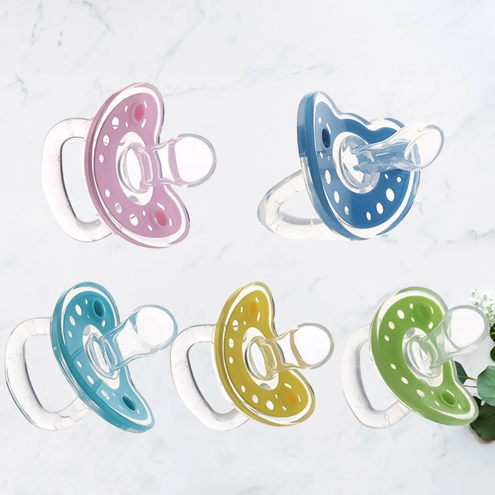 

5Pcs Silicone Baby Pacifier Infant Soother Mini Portable Eco Friendly Shape Like Breast Promote Stable