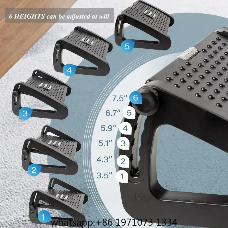 Under-Desk Ergonomic Footrest with Massage Rollers Non-slip Comfort Footstool Leg Pain Relief Support for Home Office