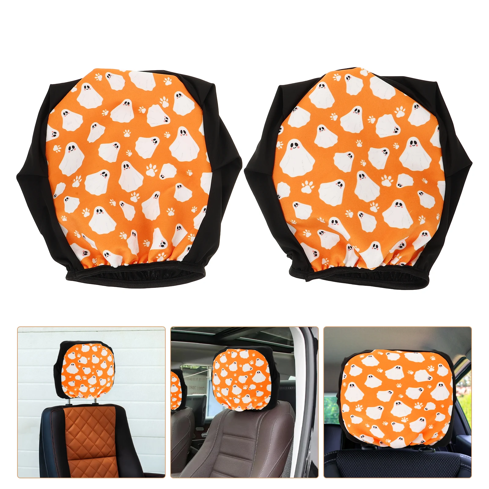 

2 Pcs Head Rest Pillow Protective Cover Car Headrest Covers Cute Seat Shirt Sleeve Cartoon Protector