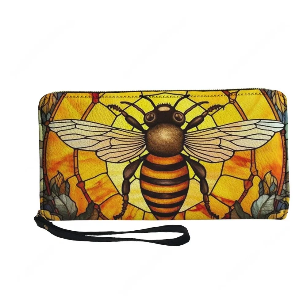 Милый кошелек с принтом пчелы, на заказ, для мужчин, женщин и подростков, длинный кошелек на молнии, с двойным принтом, портативный кошелек, подарочная сумка