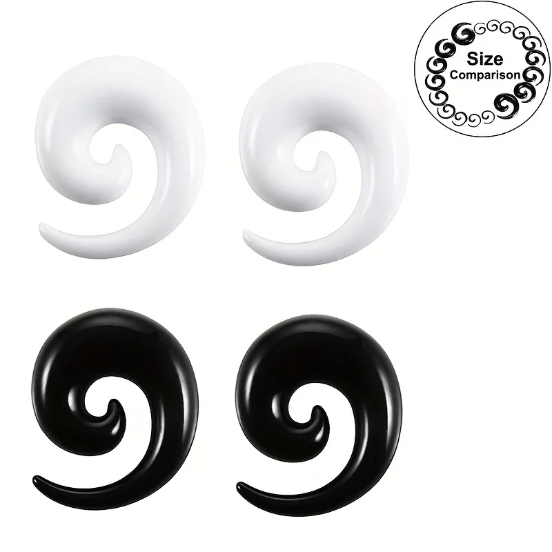 2pcs 1.6mm-20mm Black White Acrylic Spiral Taper Ear Plug Ear Gauges Stretcher Body Piercing Jewelry For MenGauges