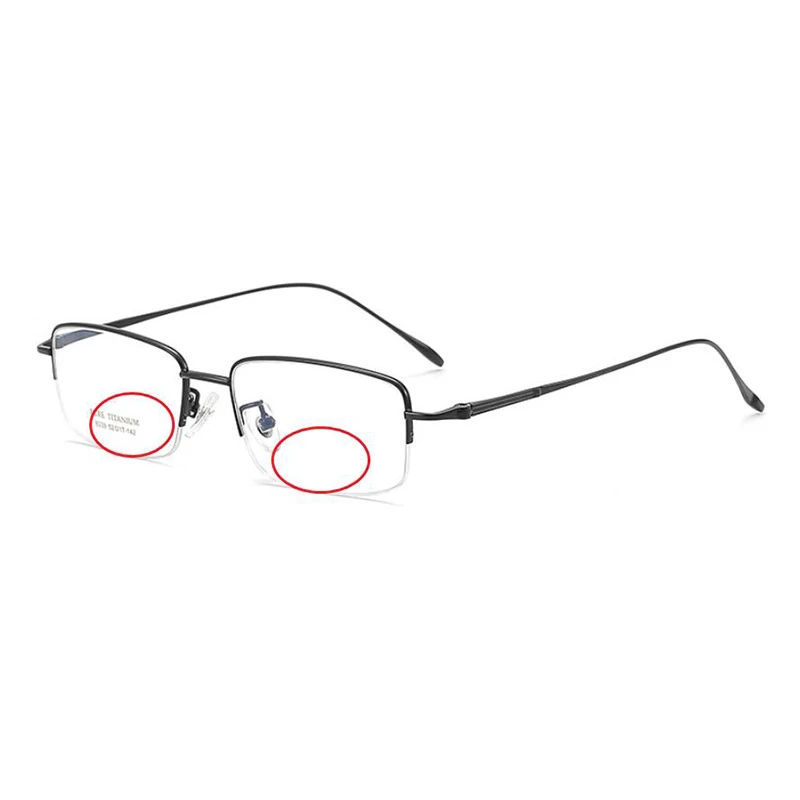

Men Ultralight Semirim Pure Titanium Rectangle Business Anti Blue Light Bifocals Reading Glasses Male Hyperopia Spectacles
