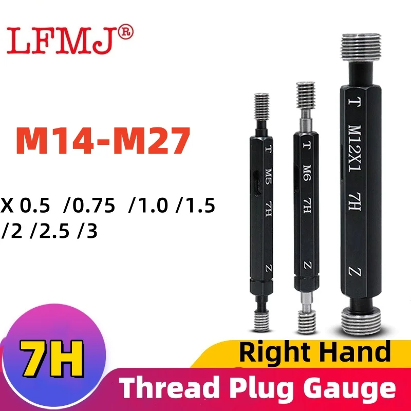 

1PCS 7H M14-M27 Steel Mer-cury Gage Metric Fine Thread Plug Gauge High Quality Wholesale Measure Tool X0.5 0.75 2 3 2.5