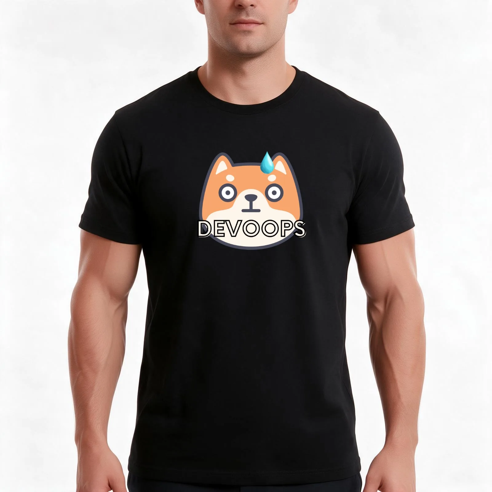 DevOoops DevOps T-Shirt, Summer Casual Cotton Tee, Oversized Streetwear Tops, Vintage Graphic Print, Loose Fit Short Sleeve
