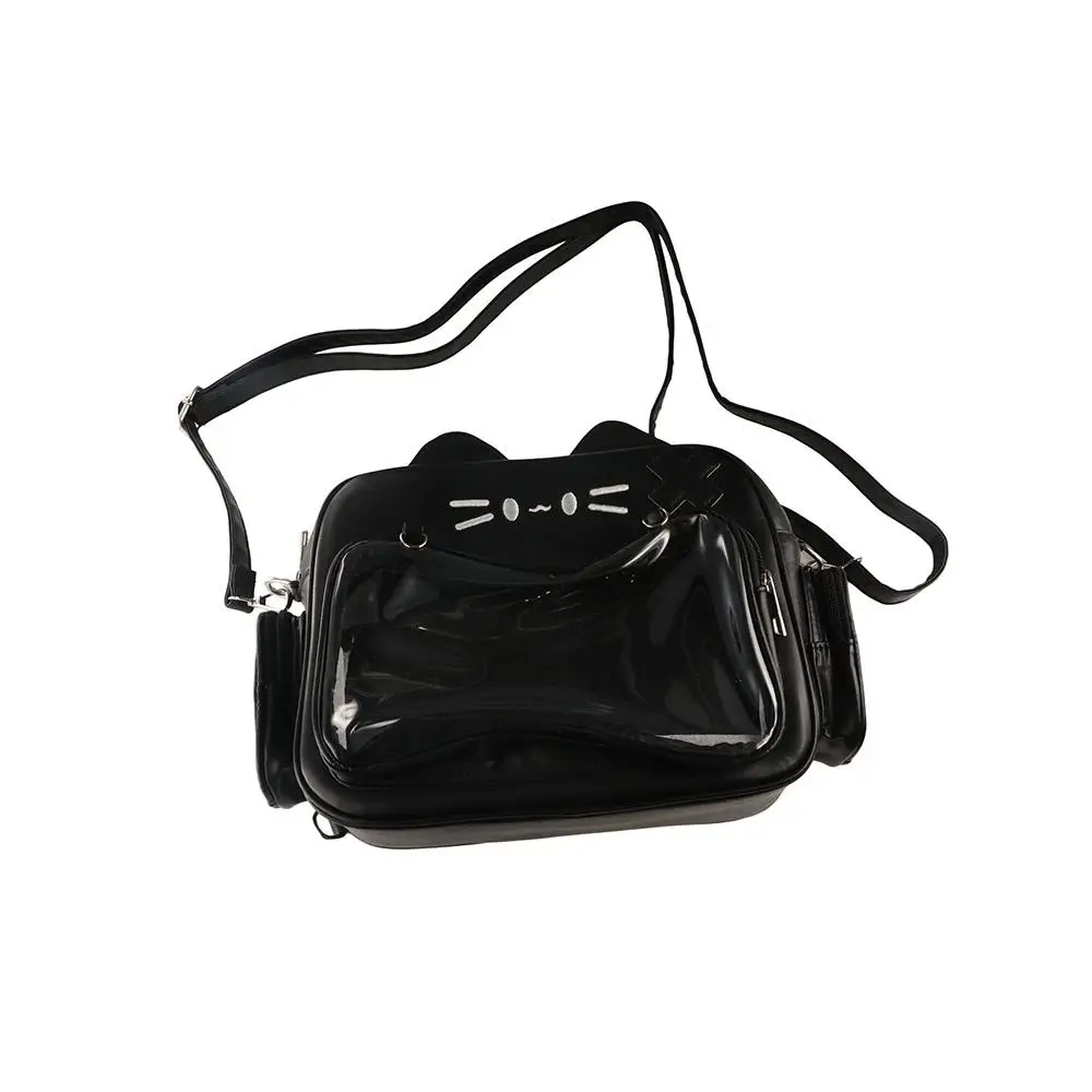 

Сумка на молнии Kawaii Cat Itabag из ПУ с прозрачным карманом для хранения мерча айдолов, сумка для мелочей, хлопковая сумка, модные рюкзаки, подарок