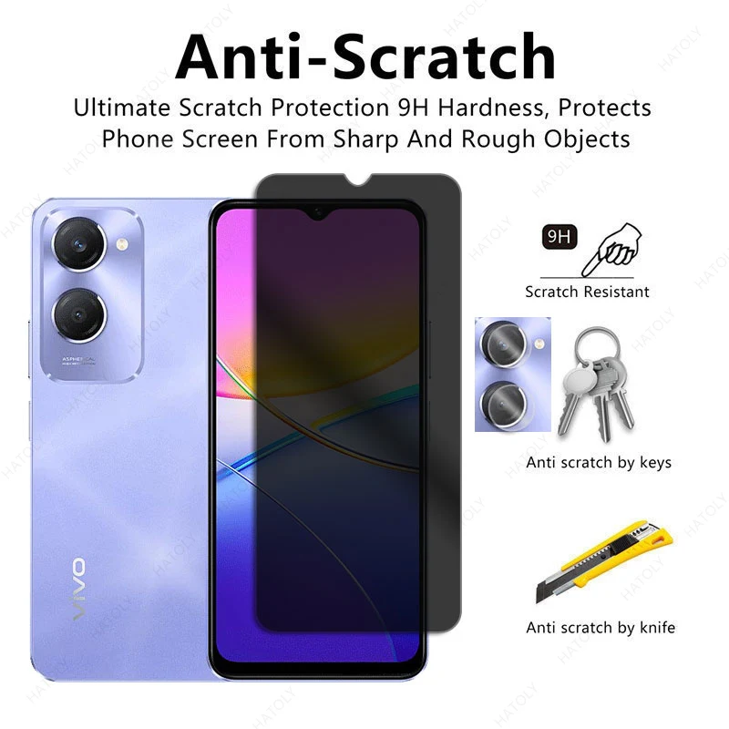 Privacy Screen Protector For vivo Y37 5G For Vivo Y37m V2357EA  Camera ProtectorFor vivo T3 Lite  Anti-spy Glass For vivo Y28s