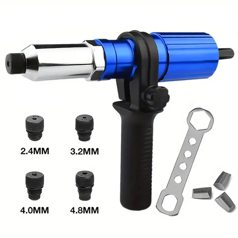 2.4mm-4.8mm Electric Rivet Gun Portable Rivet Nut Gun Drill Adapter Home Plug-in Riveting Tool Wireless Rivet Nail Bit Tools Kit