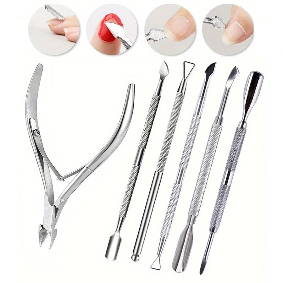 Nail Cuticle Pusher Tweezer Rainbow Cutter Nipper Clipper Dead Skin Remover Stainless Steel Manicure Nails Art Tool ManicureTool