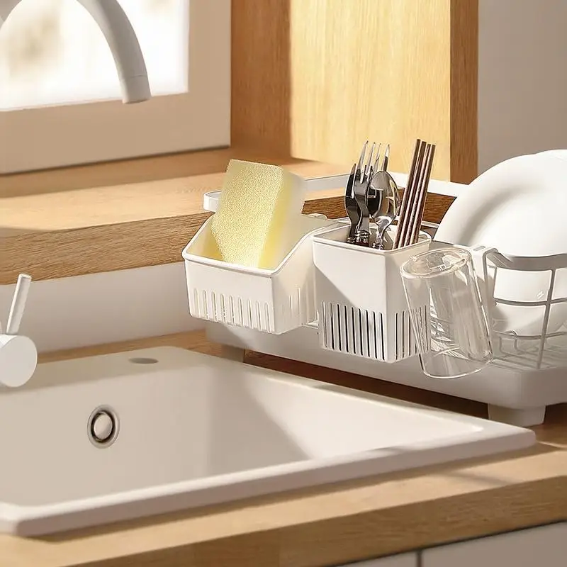 1PCS/2PCS Utensil Draining Basket PP Cutlery Dryer Holder Tableware Organizer Sink Rack For Kitchen Accessories