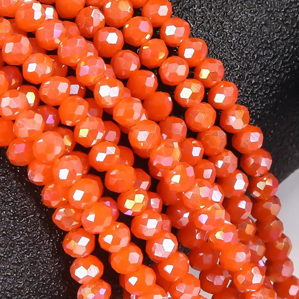 2mm 3mm 4mm 6mm 8mm Faceted Orange Glass Beads Loose Spacer Faceted Beads DIY Making Accessories Bracelet Necklace DIY C23