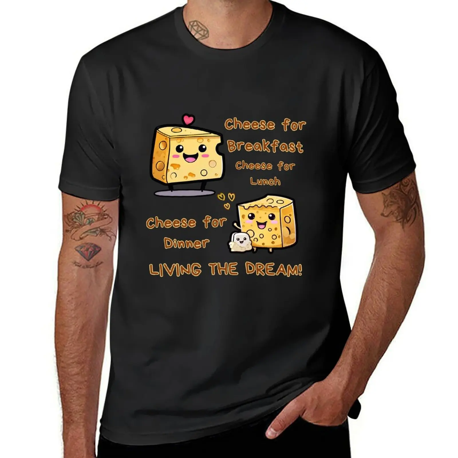 Funny Cheese Cheese for breakfast, cheese for lunch, for dinner – living the dream! T-Shirt blacks vintage mens t shirts