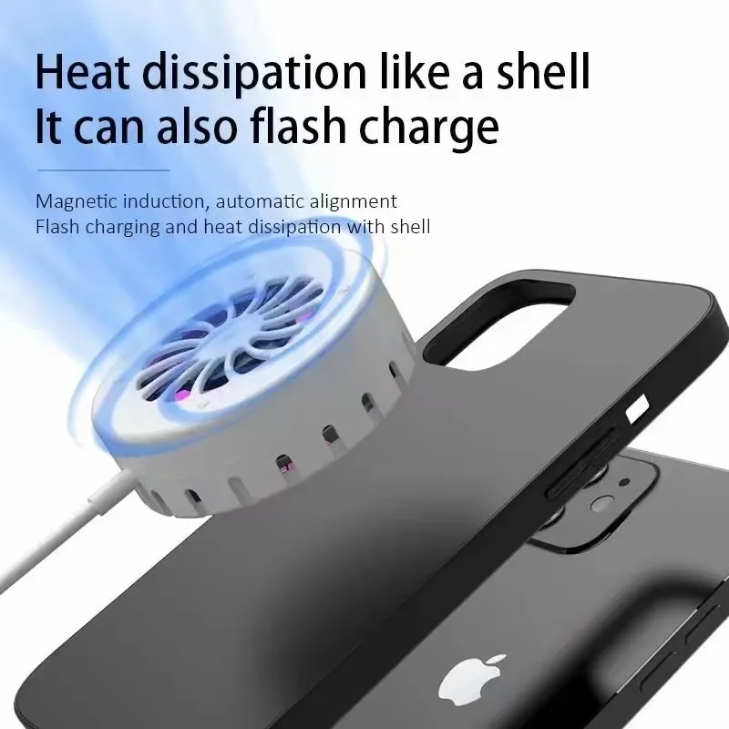 Mobile Phone Magnetic Wireless Charger Cooling Fan Cooler Radiator For Magsafe Apple iPhone 13 12 Pro Max Wireless Charger Fan