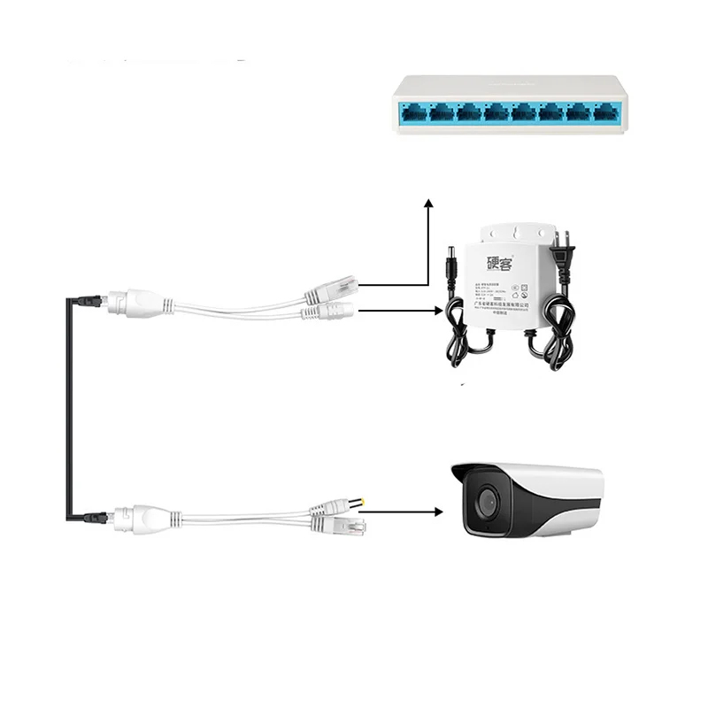 1/5/10 زوج POE كاميرا الفاصل 12 فولت حاقن الطاقة كابل محول CCTV اكسسوارات موصل إمدادات الطاقة لكاميرا المراقبة