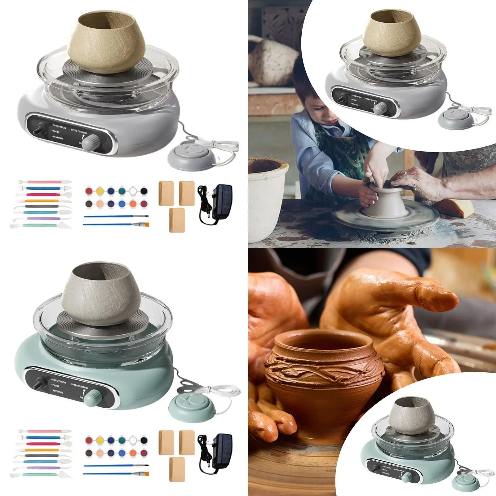Mini Pottery Wheel Kit with Foot Petal for Kids Adults DIY Craft Projects