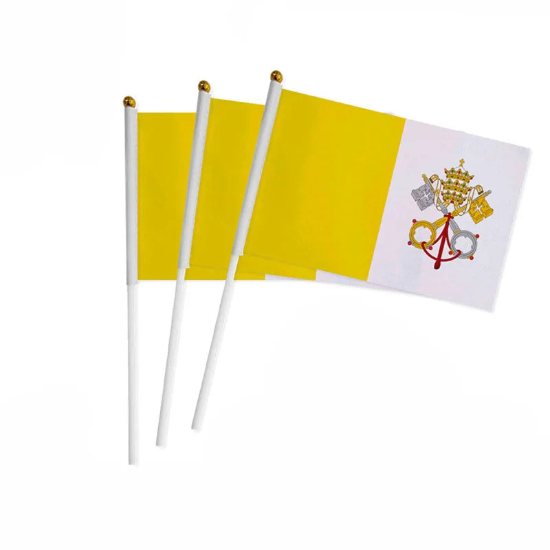 Z-ONE FLAG  Vatican Hand Flag 14*21cm Vatican State National Flag Small Hand Held Waving Flag Indoor Outdoor Home Decor