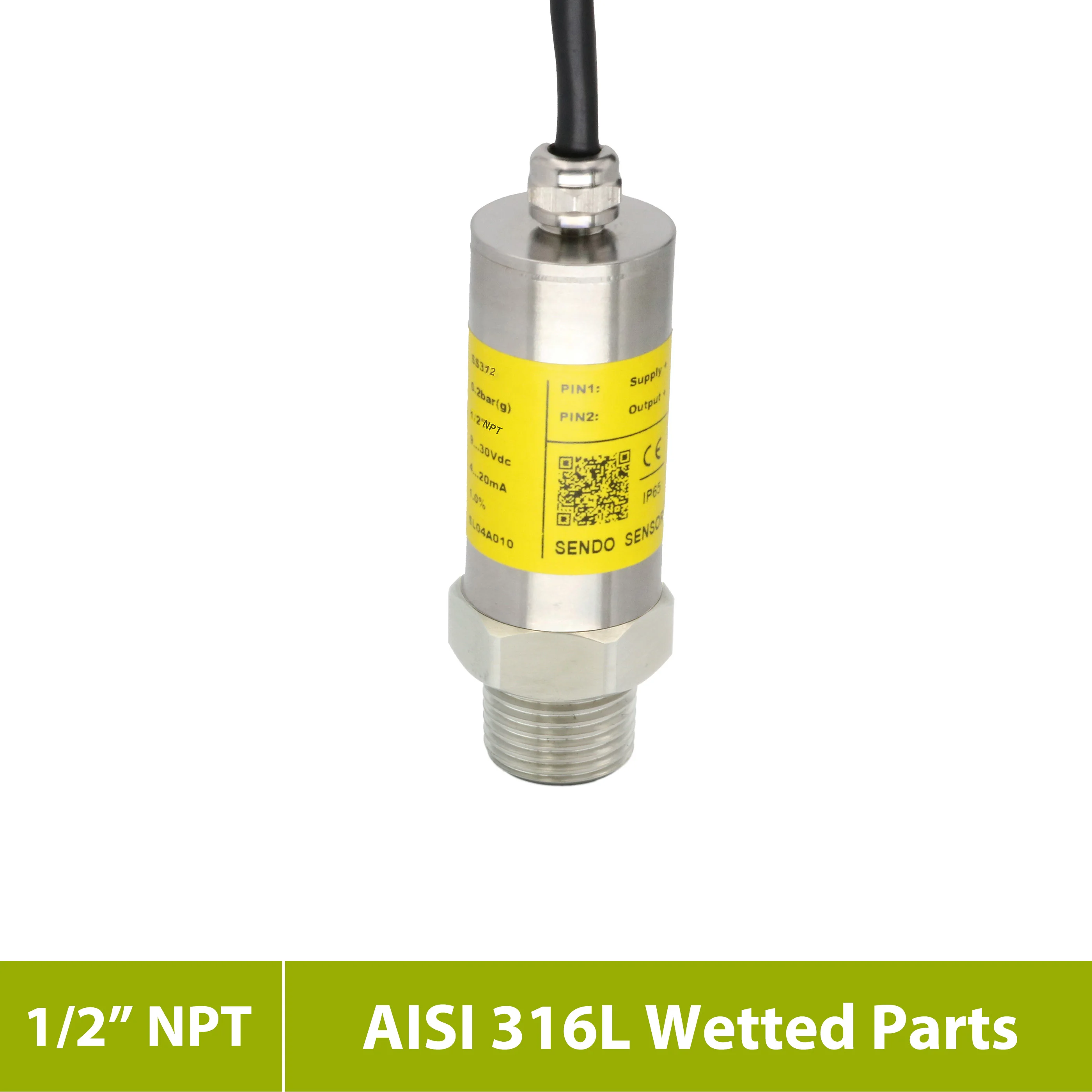 Pressure transducer sensor 0 100psi 300 psi 500 psig 1000psig signal 4 to 20 mA 0.5 to 4.5V 0 to 5V 0 to 10V 1 4 1 2NPT thread