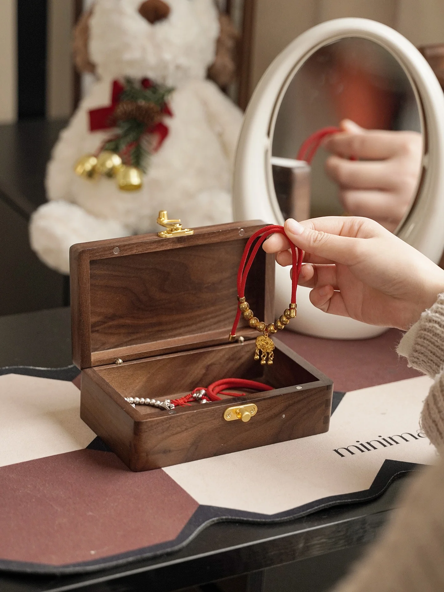 

Деревянная шкатулка для украшений Gold Lo большой вместимости с держателем для детских браслетов, настольный органайзер для всех