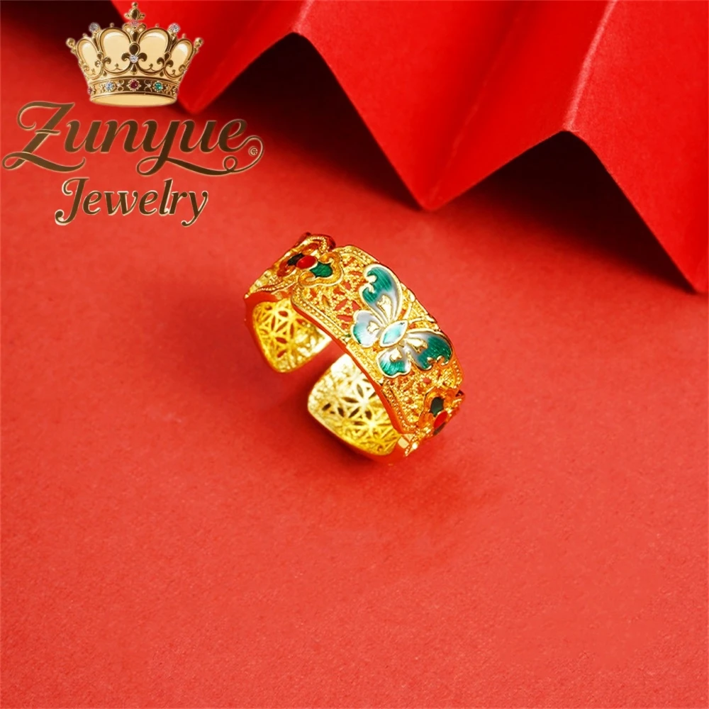 

Sand Gold Butterfly Hollow Rings Luxury Quality Jewelry Best Selling Fashion Fine Jewelry Best Selling Exquisite Elegant Charms