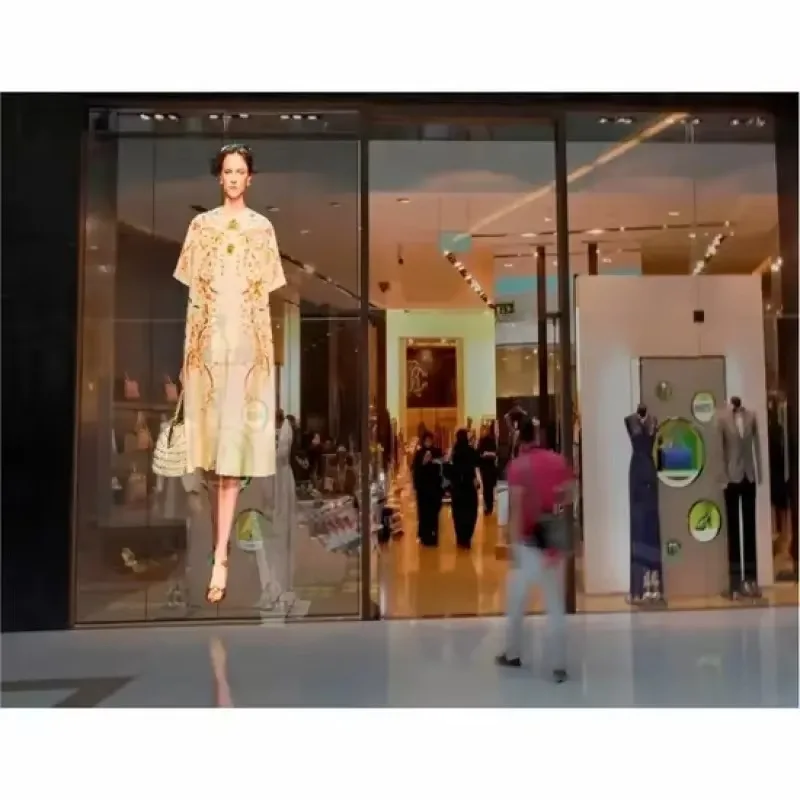 P7.81 Self-adhesive Transparent LED Screen, Ultra Thin HD Film Panel for Indoor Glass Surface Commercial Advertising