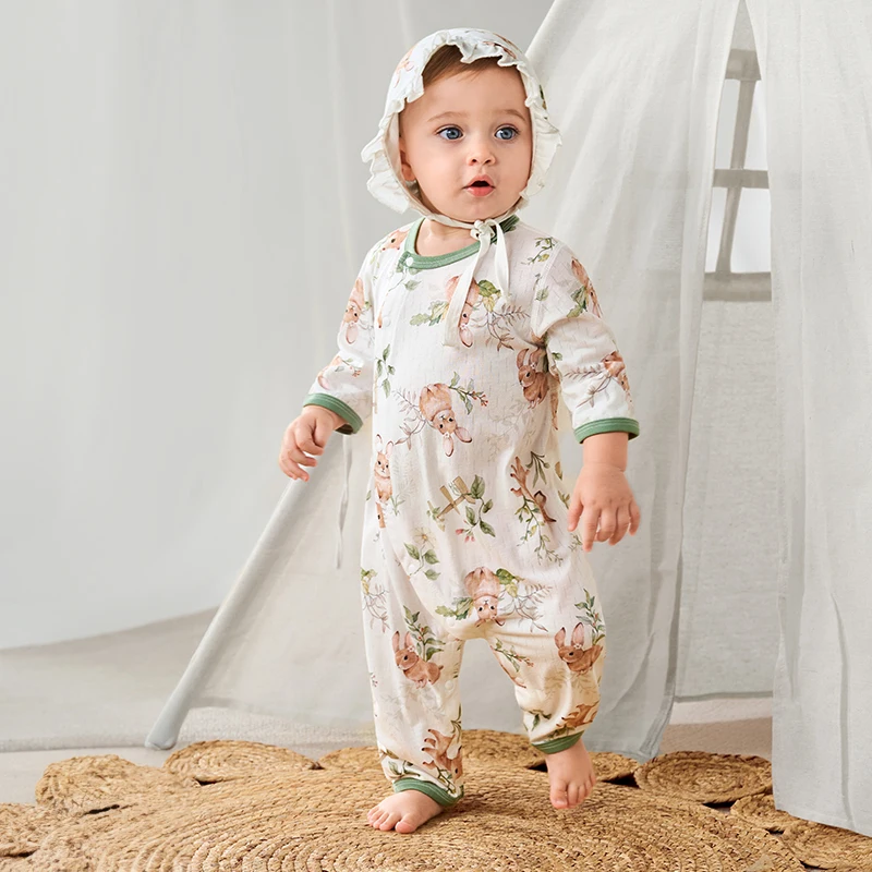 

Детский летний бамбуковый хлопковый сетчатый комбинезон, дышащий комбинезон с длинными рукавами, От 3 до 24 месяцев