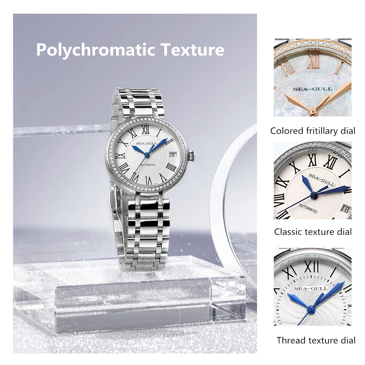 Sea-Gull Ladie's Mechanical Watch 32mm Automatic Wristwatch Ultra-Thin Casual Simple Roman Holiday Sapphire Women's Watches 417L