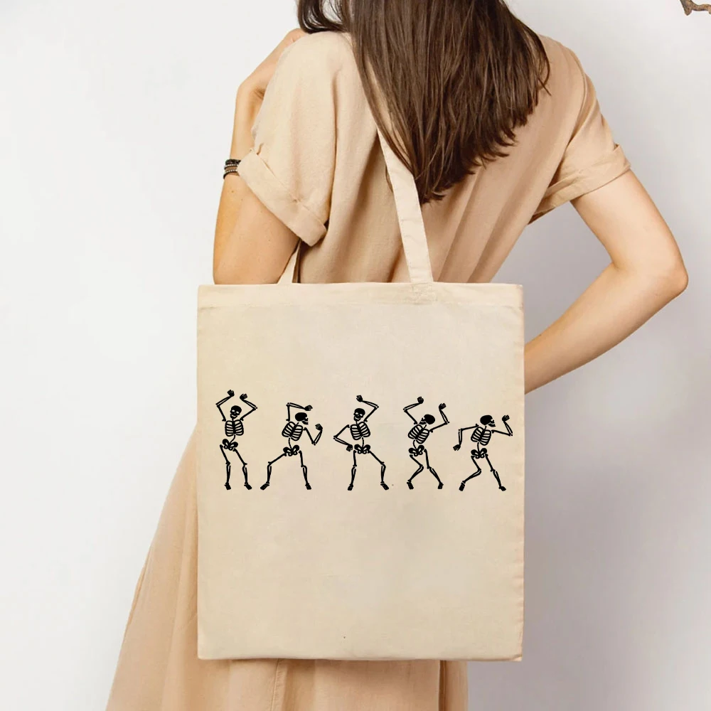 Dancing Skeleton Tote Bags Happy Halloween Women's Handbags Womens Halloween Bag Gift Halloween Costume Bags for Women Fall Bags