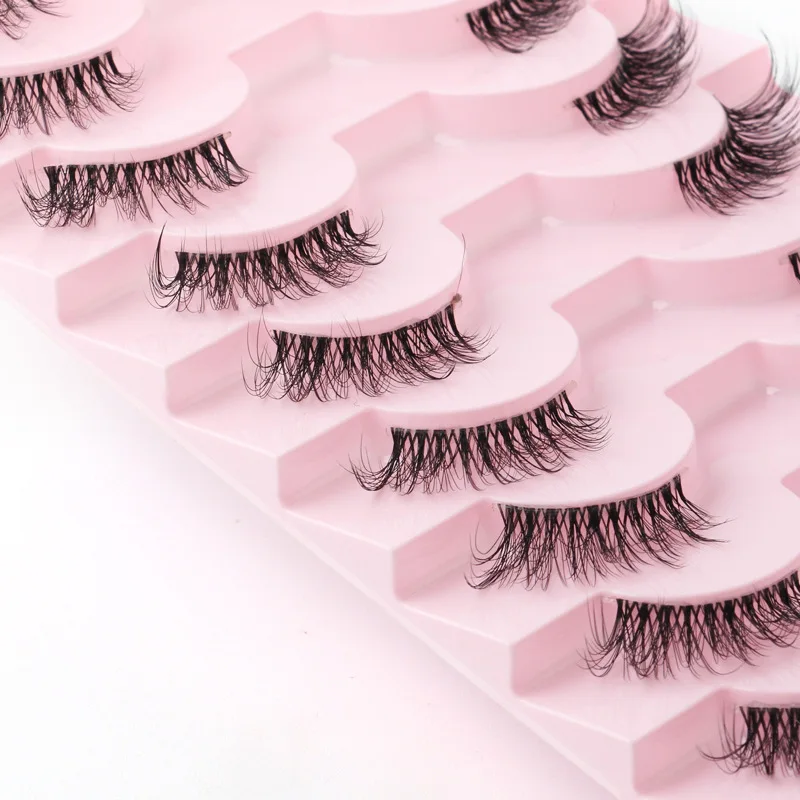 New 10pairs Mink Eyelashes Clear Band Eye Lashes Crisscross Transparent Band False Eyelashes Handmade Dramatic Lashes Upper Lash