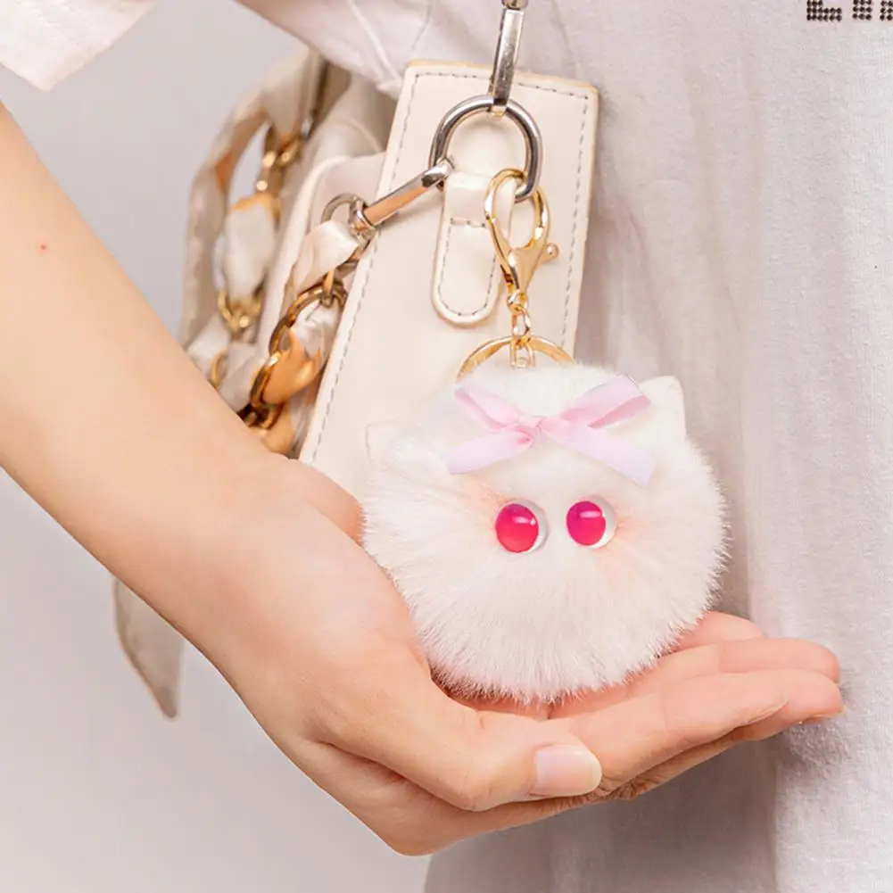 Pretty Key Fob Cute Faux Fur Ball Keychain Soft Pompom Tail Accessory Car Bag Charm for Ladies Stylish Key Ring Gift for Mom