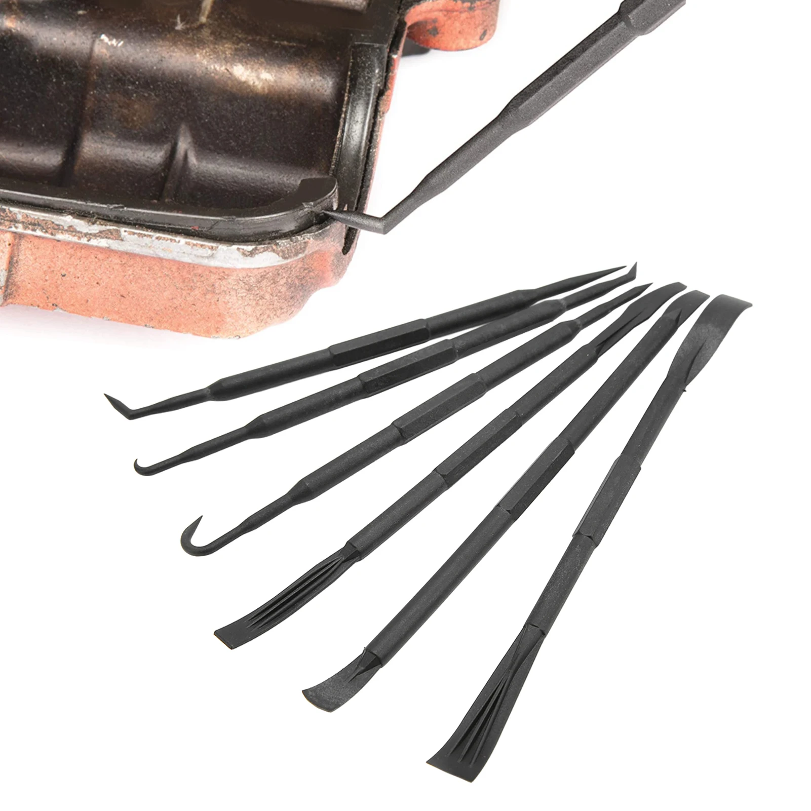 

6PCS/Set Double Ended Prying Bar Hook Set Removal Tools ABS Plastic Black for Removing O Ring Sealing Accessories