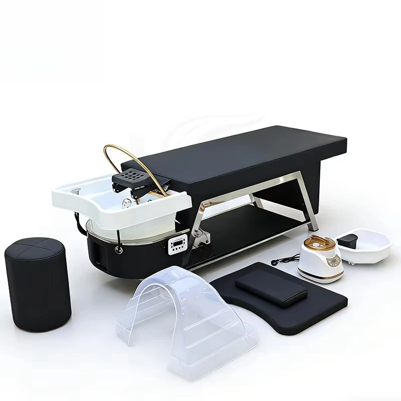 Modern Shampoo Bed Hair Salon Washing Chair Shampoo Bed with Water Circulation and Steamer Salon Shampoo Bed