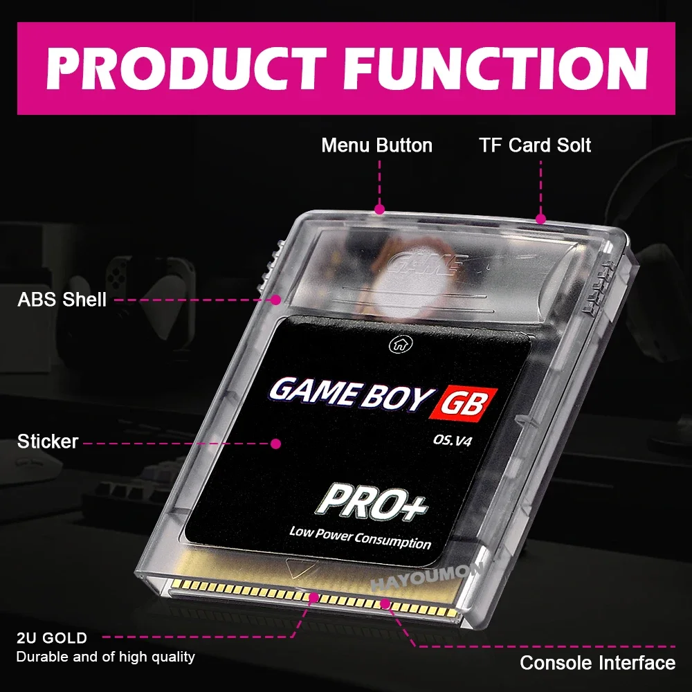 GB PRO + بطاقة الألعاب Gameboy Card OS.V4 2000 في 1 مع 8GB TF بطاقة صندوق الألعاب ل GB GBC SP وحدات التحكم بالألعاب ملحقات الألعاب