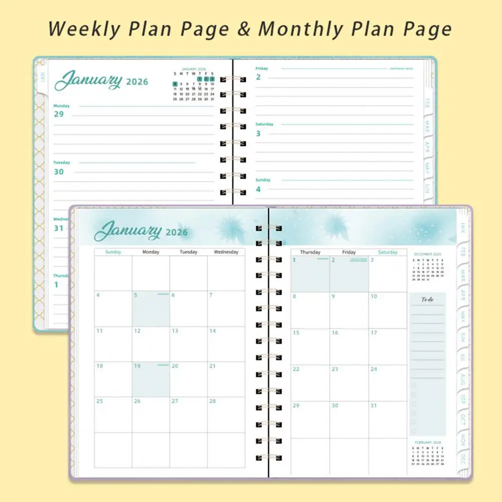 Organizador multifuncional 2026 planificador elegante tamaño A5 2026 planificador mensual semanal Agenda Bloc de notas para útiles escolares portátil