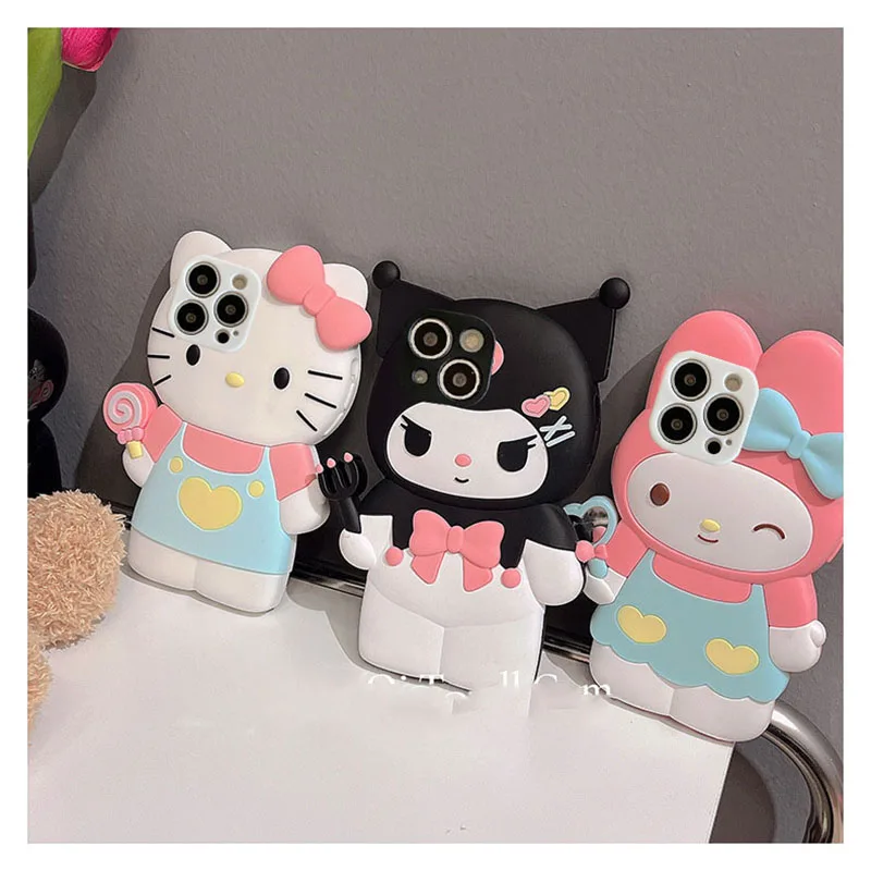 Sanrio Hello Kitty 3D Stereoscopic Phone Case For Redmi Note 11 10 12 9 10s 11s 9s 7 8 9A 9C 10C 9T Xiaomi Mi 11 Lite Poco X5 X3