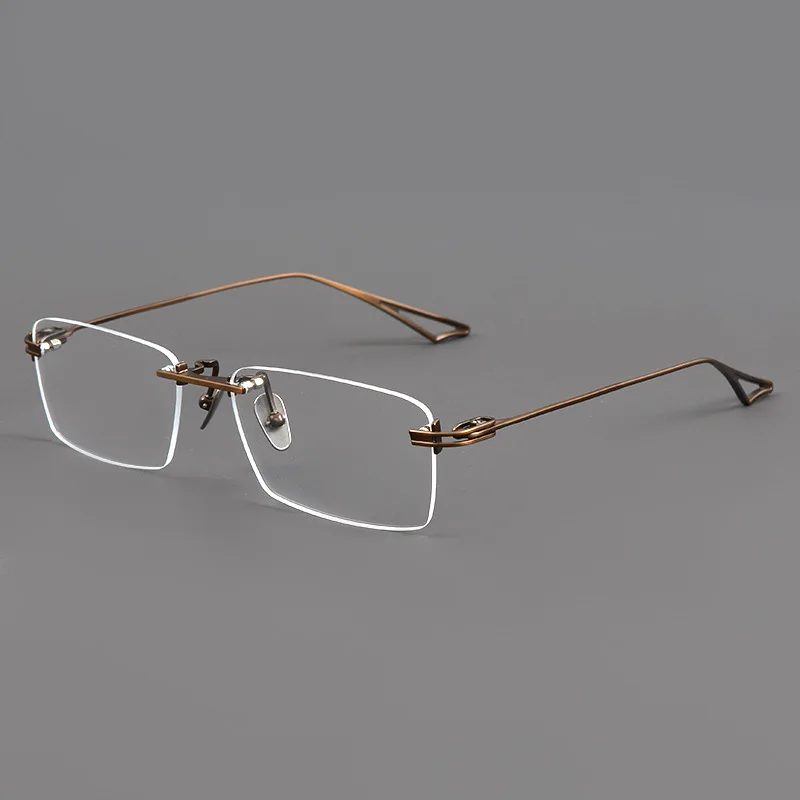 

Luxury eyeglasses frame men high-quality Titanium Eyewear Vintage Classic Ultralight Rimless glasses prescription frame