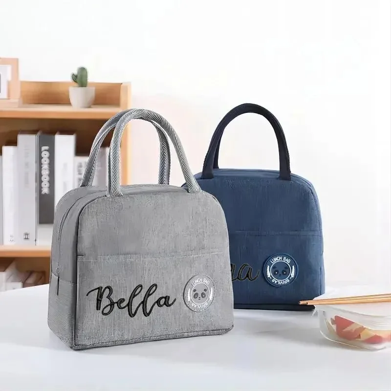 Personalisierte isolierte Lunchtasche – anpassbare Namens-Studenten-Bento-Box, Isolierung aus Aluminiumfolie, wasserdichte Essenspackung, Reisstopp