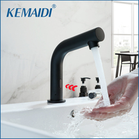 KEMAIDI Matte Black Bathroom Basin Faucet Automatic Touch Sense Faucets Bathroom Sink Free Touch Cold Hot Water Mixer Tap