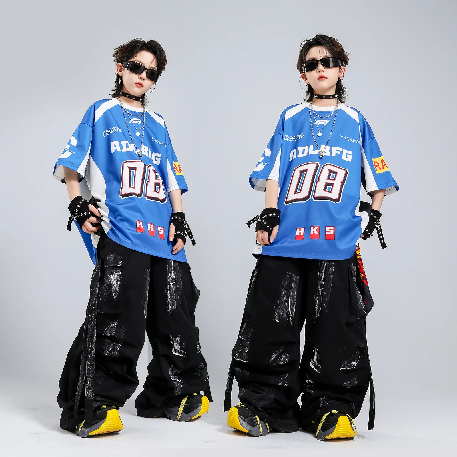 

Boys Hip Hop Cool Letter T-shirt Street Dance Cargo Pants Girls K-pop Costume Kids Streetwear Children Teens Jazz Clothes Sets