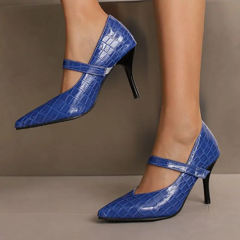 SIMLOVEYO تصميم الإناث مضخات أشار تو خنجر عالية الكعب 8.5 سنتيمتر حزام حجم كبير 46 47 48 مثير الحفلات يؤرخ النساء أحذية الربيع